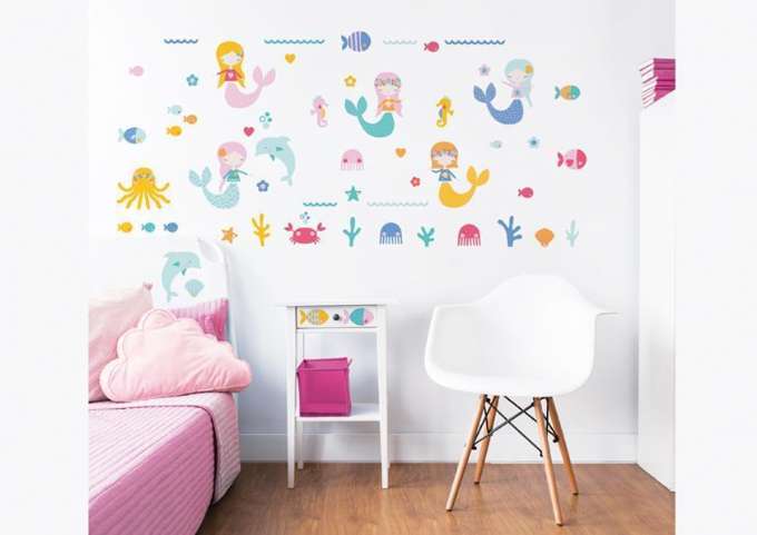 Mermaid Wall Stickers - Walltastic mermaid børneværelse 45040 Shop